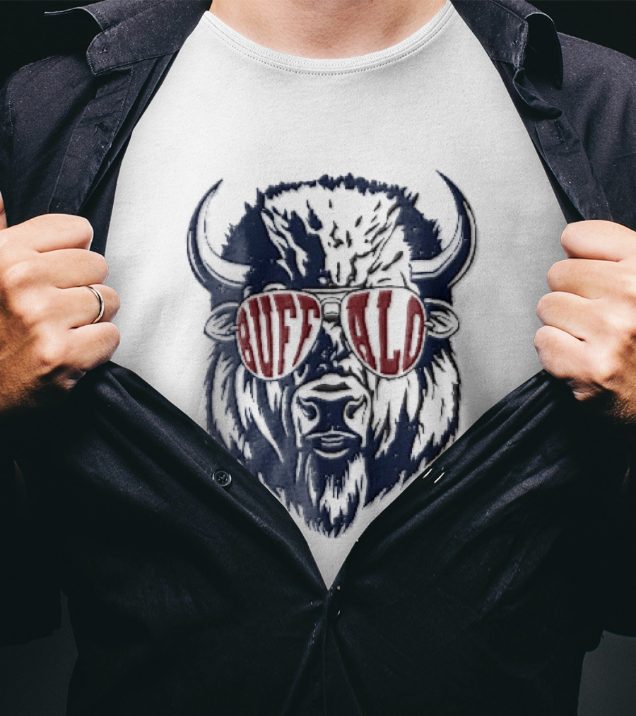 Buffalo Distressed Bison Aviator Sunglasses T-Shirt