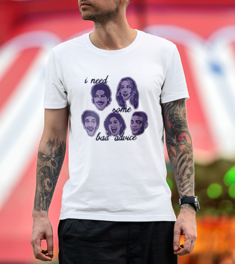 I Need Some Bad Advice Purple Monochromatic Five People Head Cutouts T-Shirt