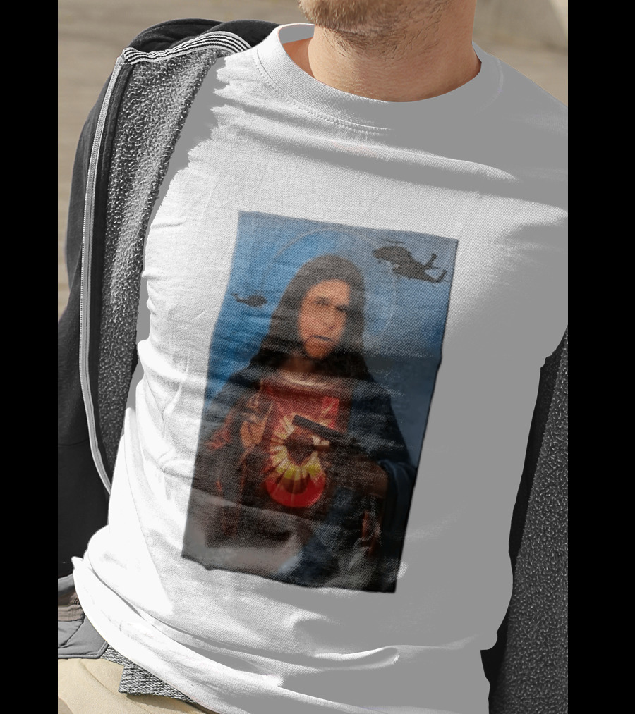 Jesus With Handgun And Military Helicopters Halo T-Shirt