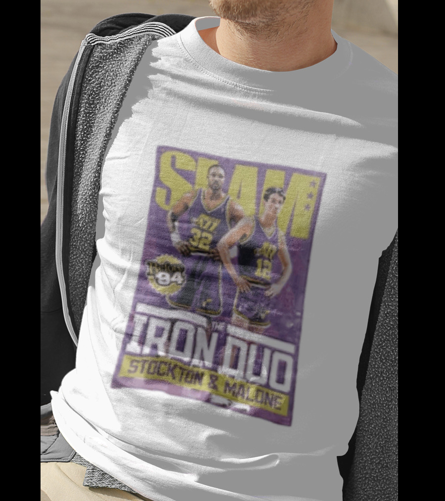 Slam Utah Jazz Before 94 Iron Duo Stockton Malone T-Shirt