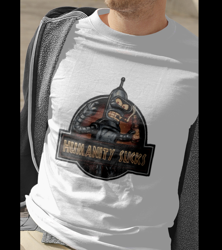 Humanity Sucks Robot Holding Beer T-Shirt