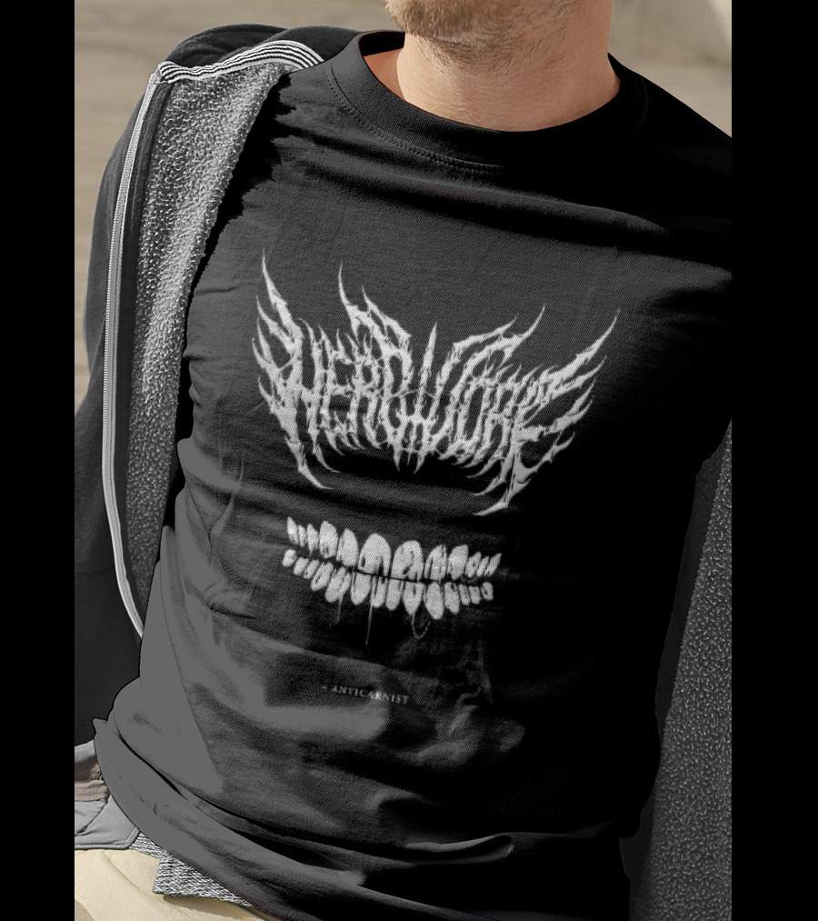 Anticarnist Herbivore Spiky Death Metal Dripping Teeth T-Shirt