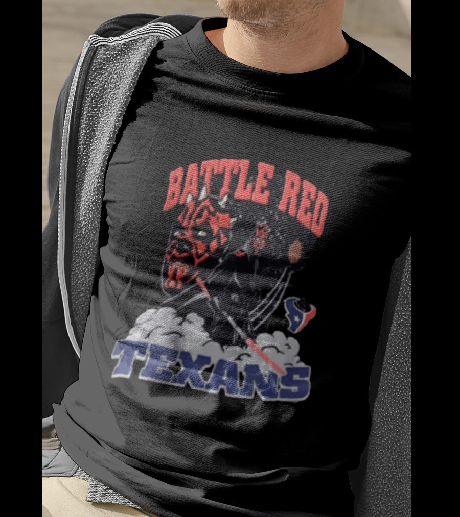 Battle Red Texans Football Star Wars Darth Maul NFL T-Shirt