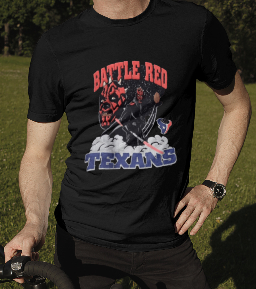 Battle Red Texans Football Star Wars Darth Maul NFL T-Shirt