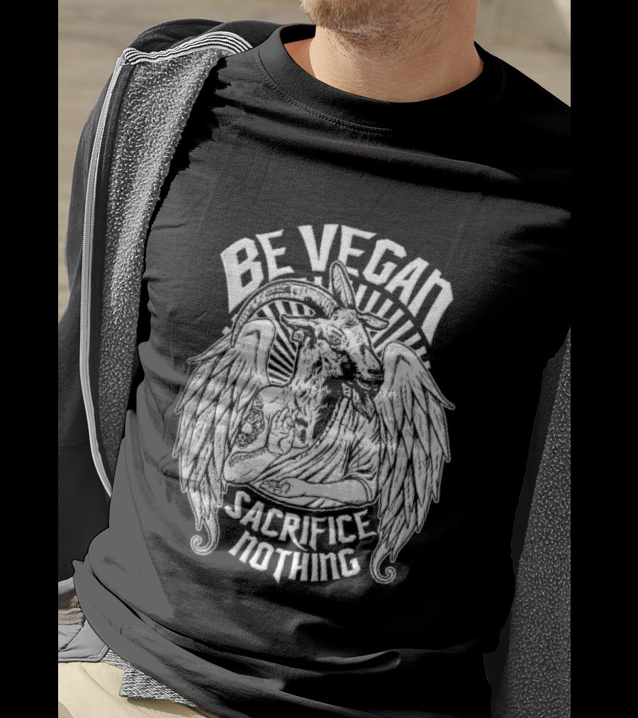 Be Vegan Sacrifice Nothing Anticarnist Winged Goat Third Eye Line T-Shirt