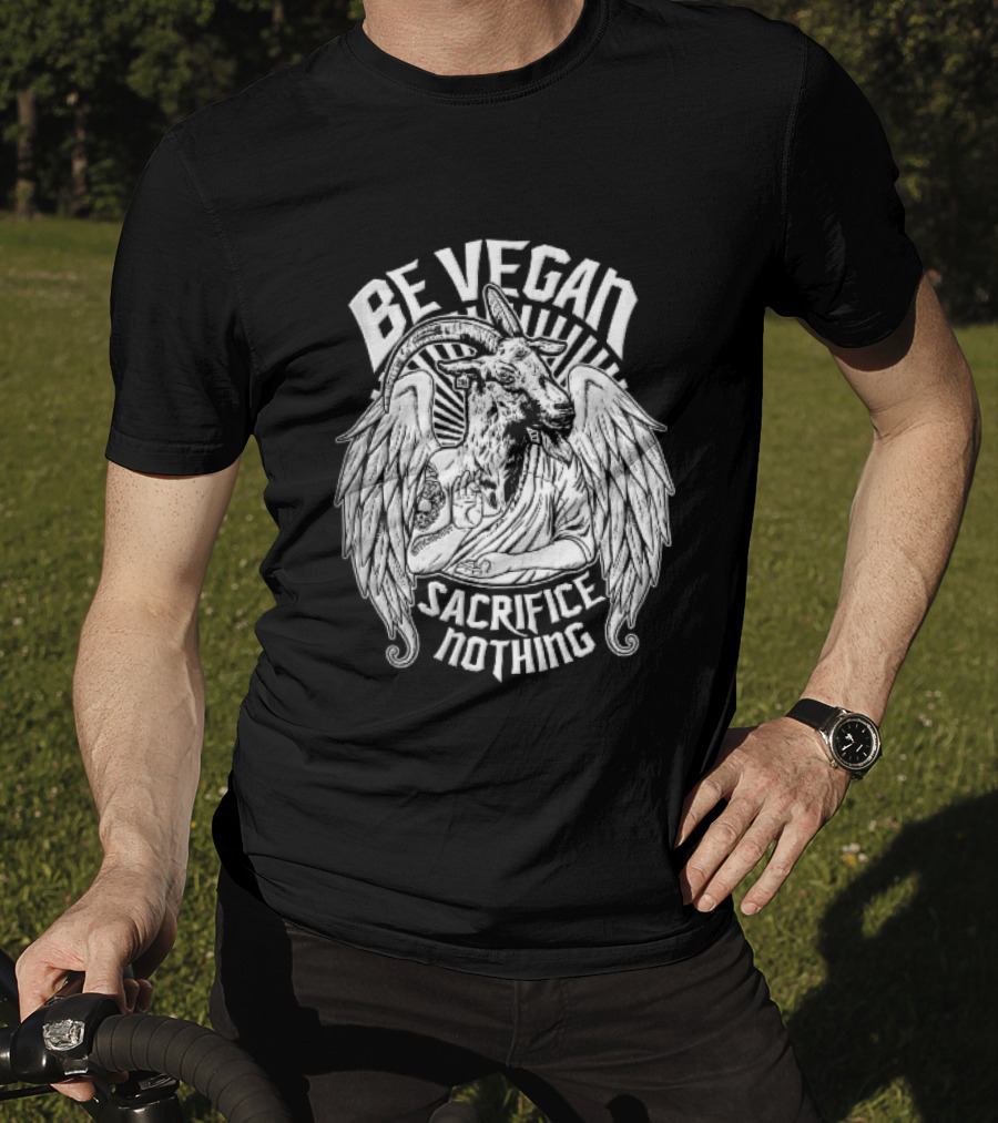 Be Vegan Sacrifice Nothing Anticarnist Winged Goat Third Eye Line T-Shirt