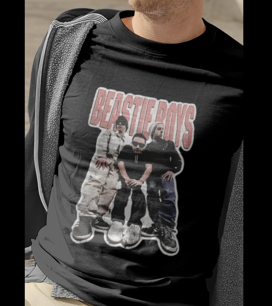 BEASTIE BOYS Three Band Members Group Photo Distressed Bootleg T-Shirt