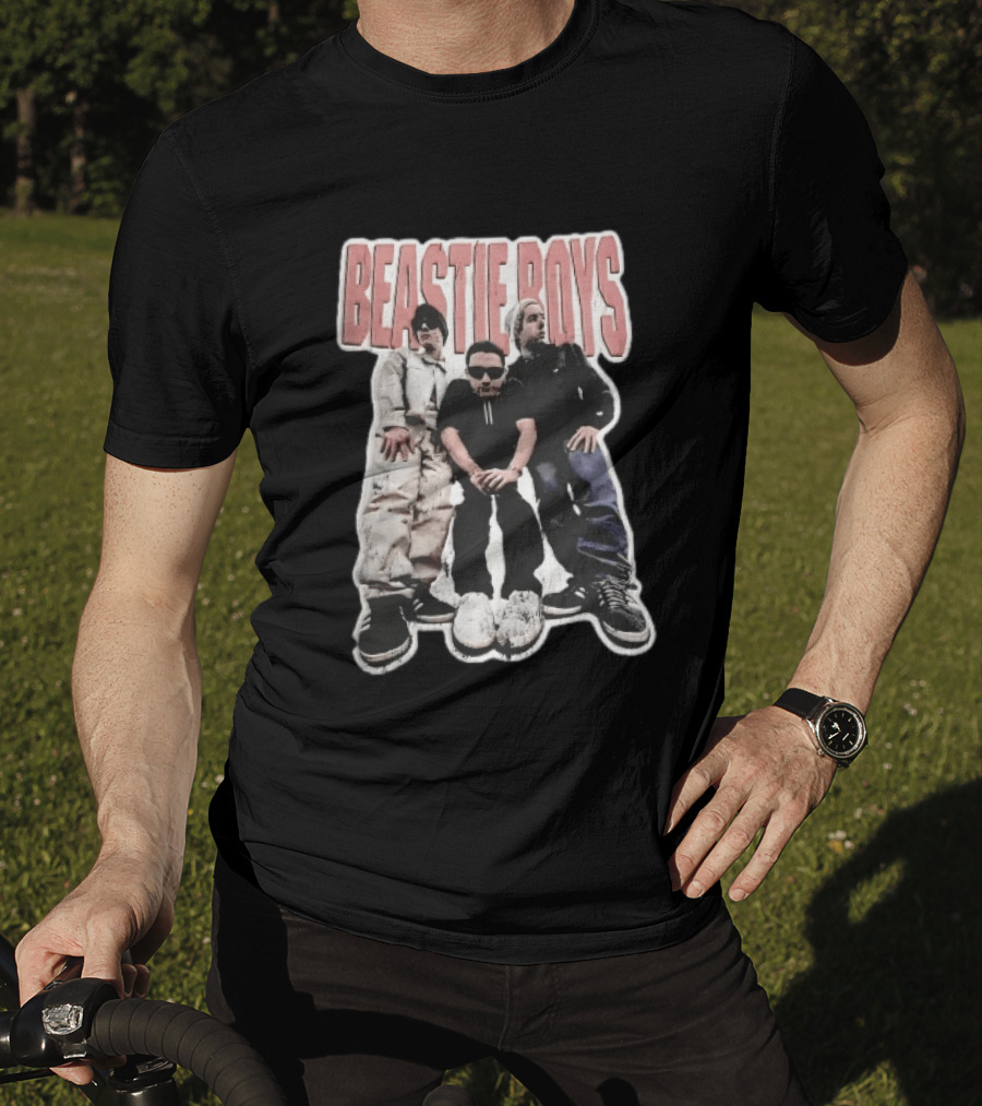BEASTIE BOYS Three Band Members Group Photo Distressed Bootleg T-Shirt