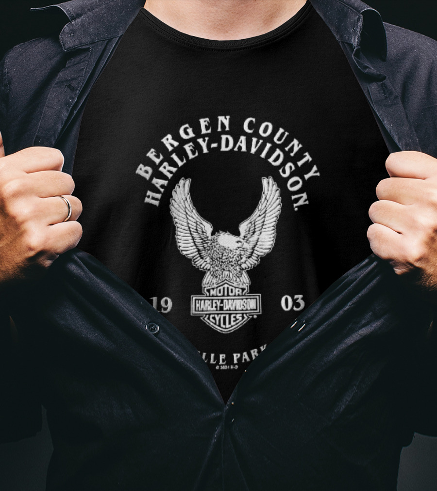 Bergen County Harley Davidson Motor Cycles Eagle Wings Rochelle Park NJ 1903 T-Shirt