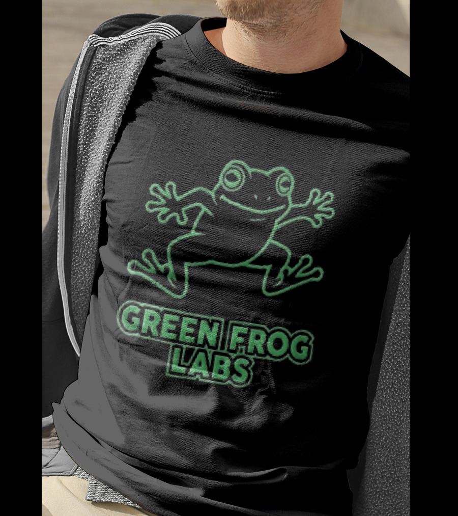 Green Frog Labs Cartoon Sprawling Amphibian Line T-Shirt