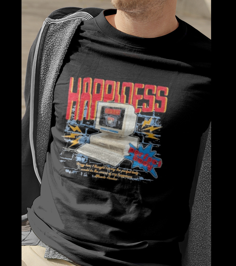 Happiness Perfect Body Retro Computer Lightning Bolts T-Shirt