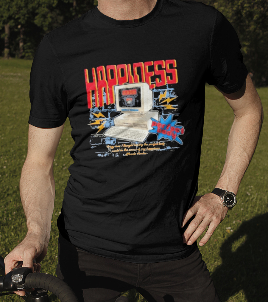 Happiness Perfect Body Retro Computer Lightning Bolts T-Shirt