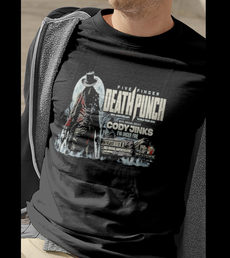 Five Finger Death Punch Red Rocks 20th Anniversary 2026 Cody Jinks Special Guest Denver CO T-Shirt