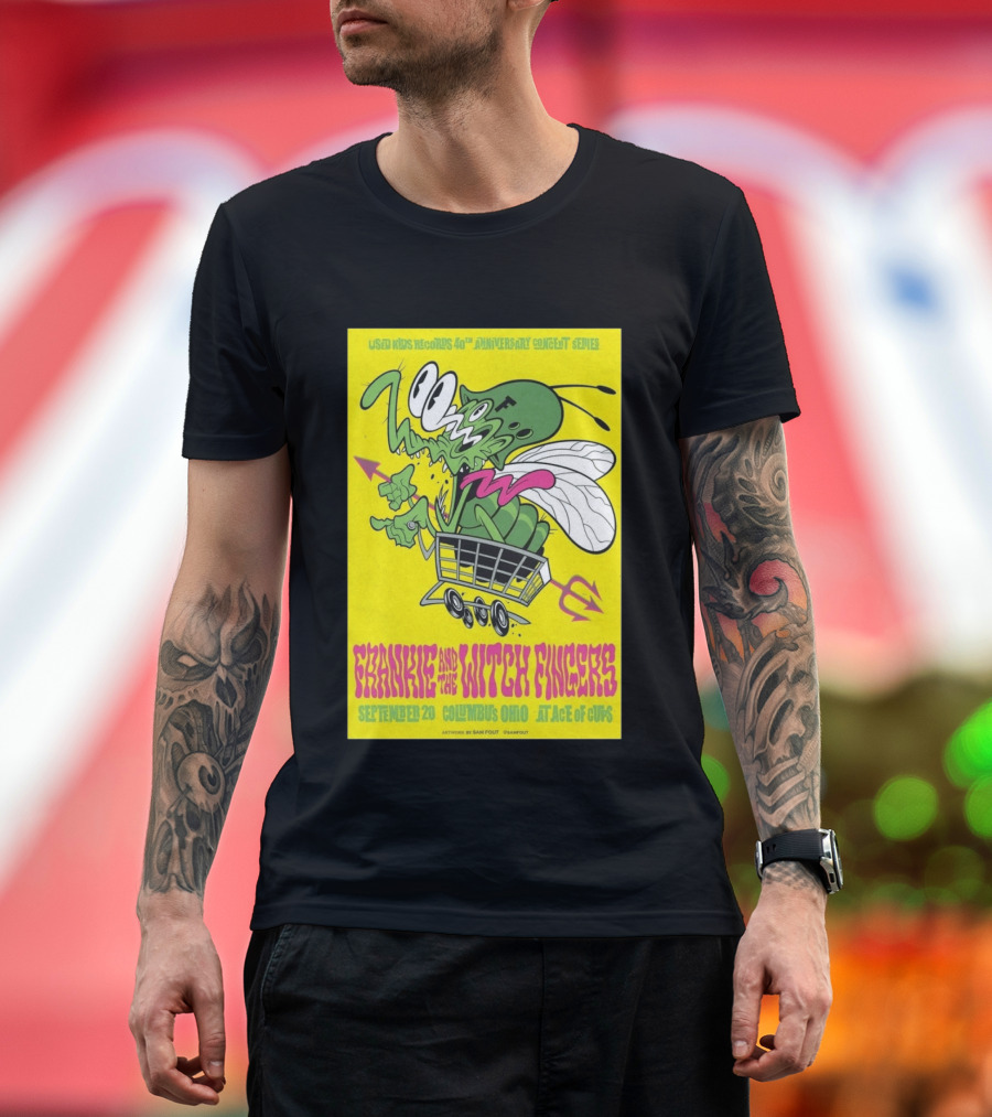 Used Kids Records 40th Anniversary Concert Series Frankie And The Witch Fingers September 20 Columbus Ohio At Ace Of Cups Artwork By Sam Fout T-Shirt
