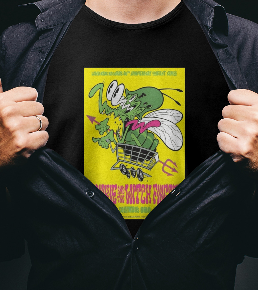 Used Kids Records 40th Anniversary Concert Series Frankie And The Witch Fingers September 20 Columbus Ohio At Ace Of Cups Artwork By Sam Fout T-Shirt