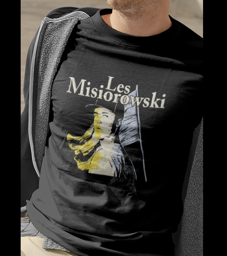 Les Misiorowski Baseball Pitcher Long Hair Flag Sketch T-Shirt
