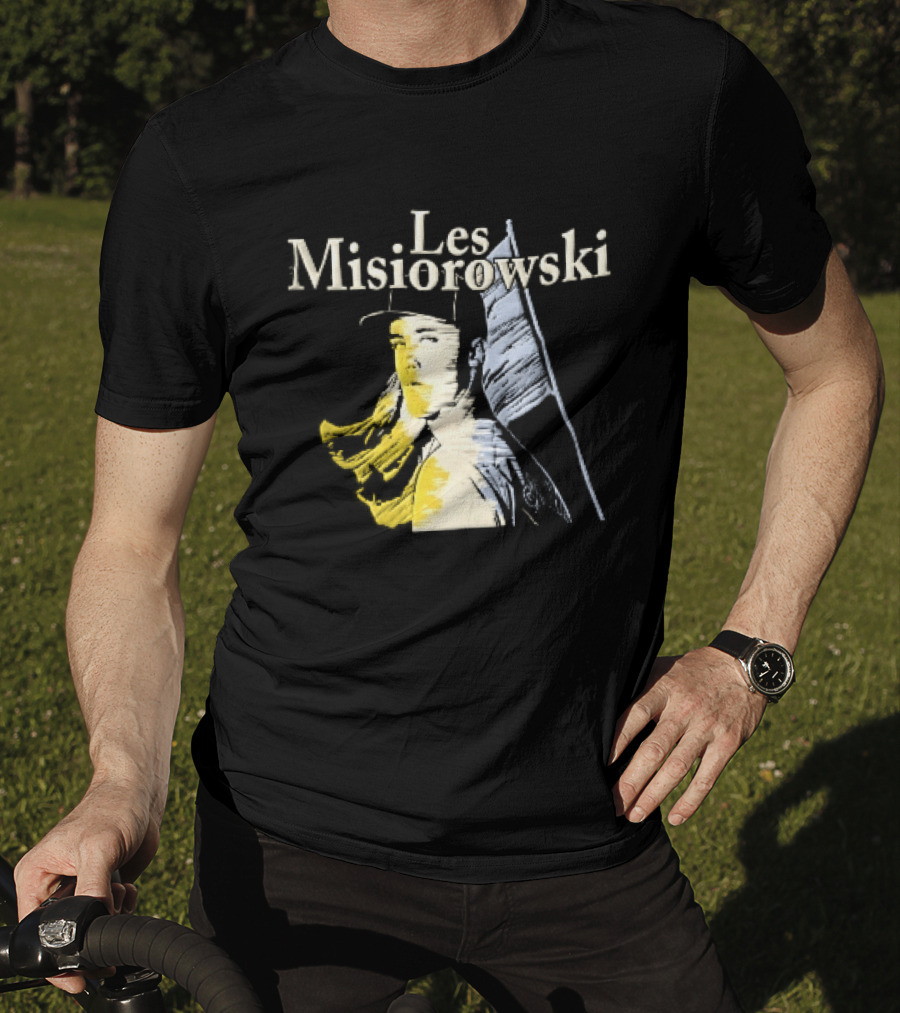 Les Misiorowski Baseball Pitcher Long Hair Flag Sketch T-Shirt