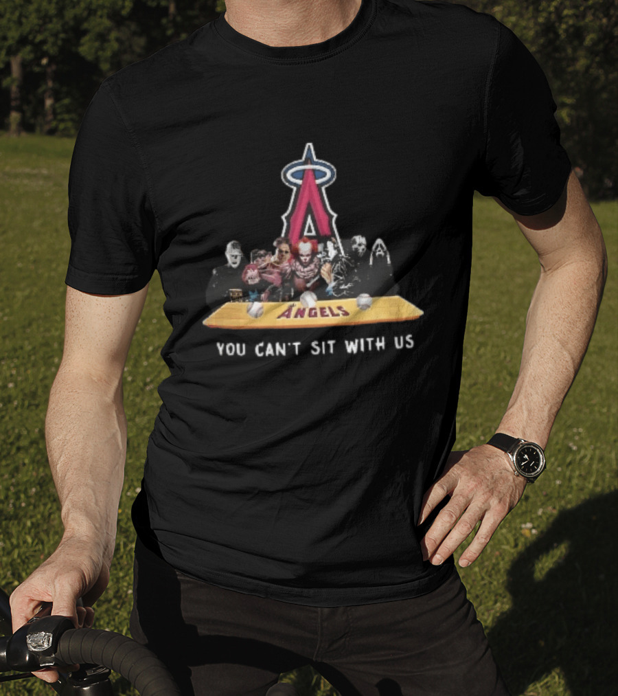 Los Angeles Angels MLB Horror Characters You Can't Sit With Us Bench Baseballs T-Shirt