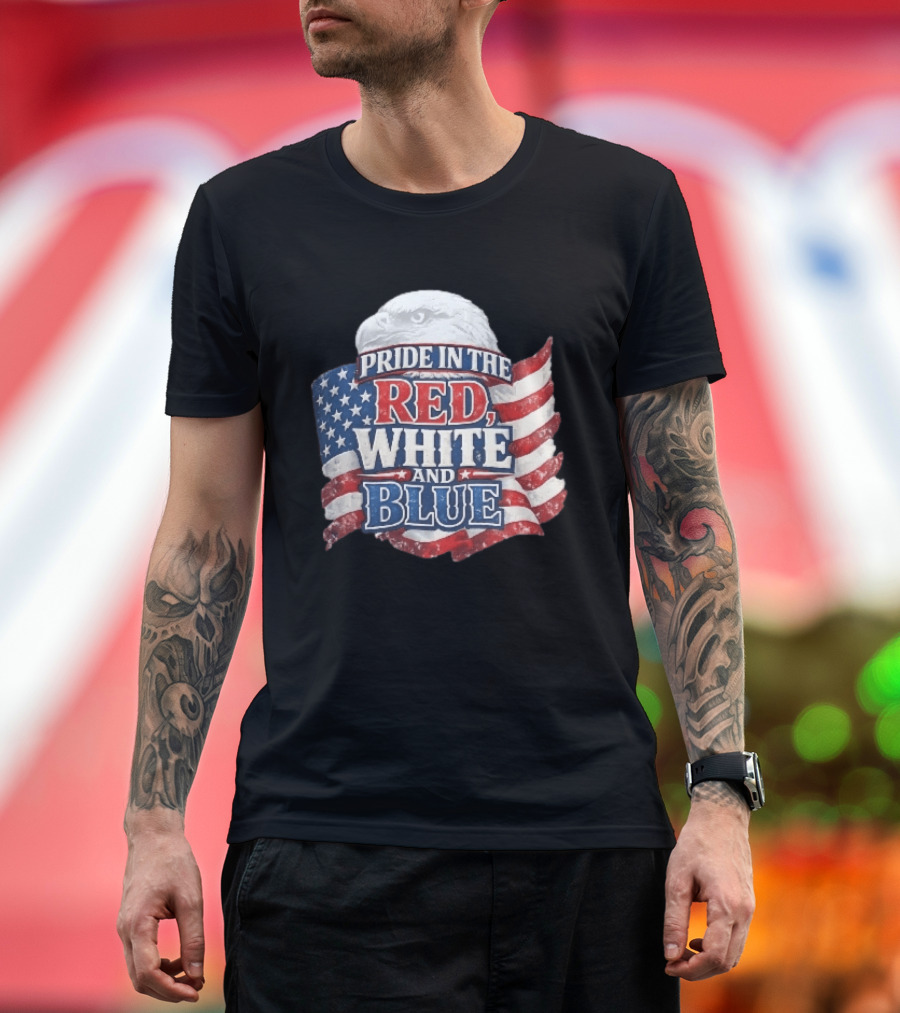 Pride In The Red White And Blue Bald Eagle American Flag T-Shirt