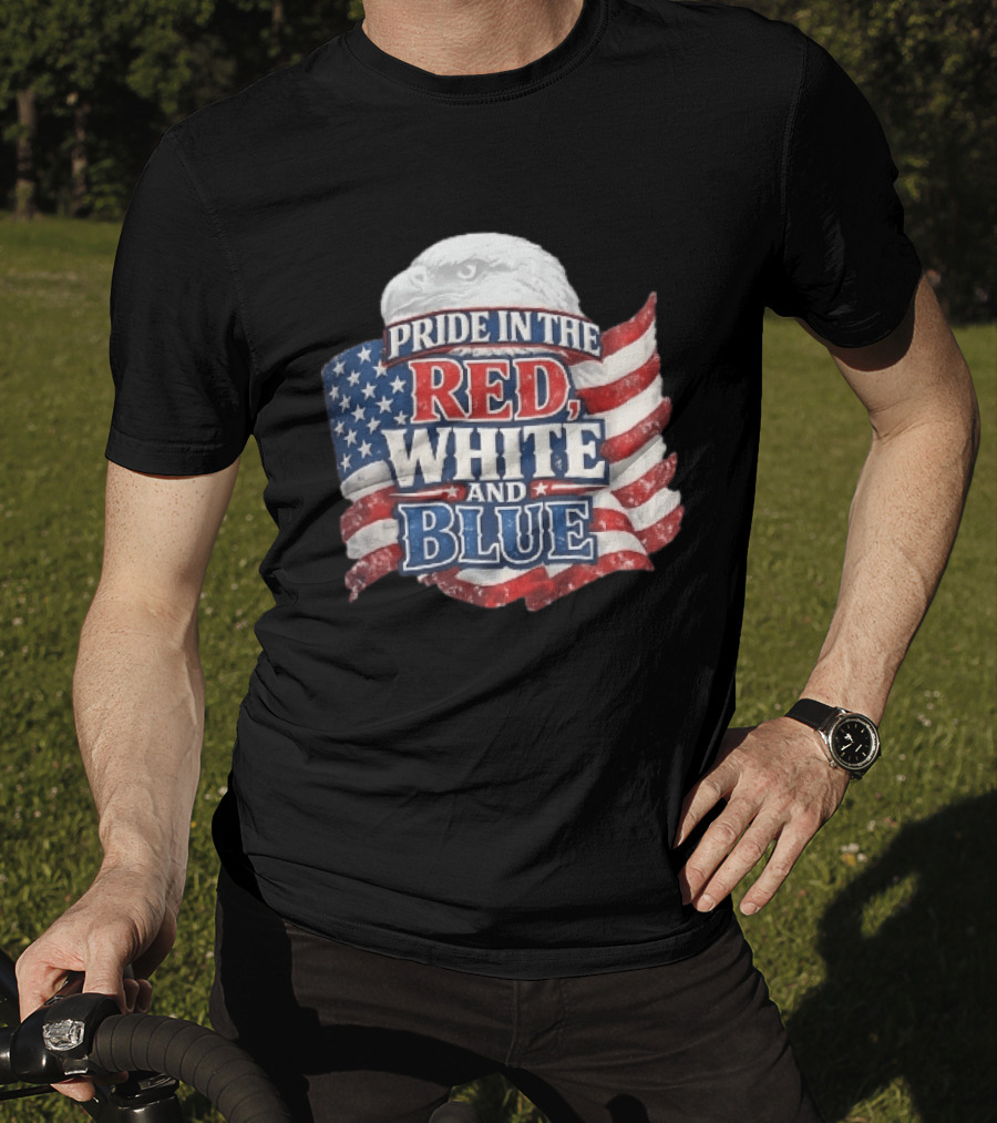 Pride In The Red White And Blue Bald Eagle American Flag T-Shirt