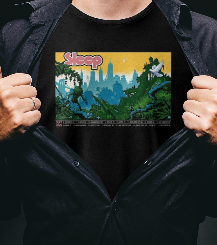 Sleep September 2026 Tour Dates Locations Skyline Jungle T-Shirt