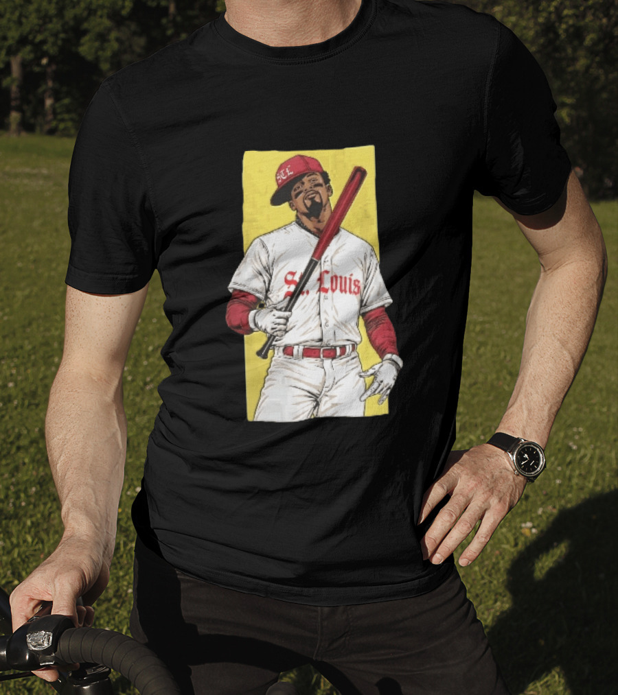 St Louis Cardinals STL Baseball Player Caricature With Bat T-Shirt