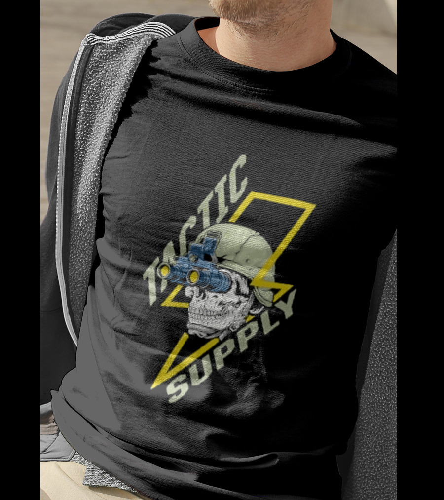 Tactical Skull Tactic Supply Night Vision Helmet Lightning Bolt T-Shirt