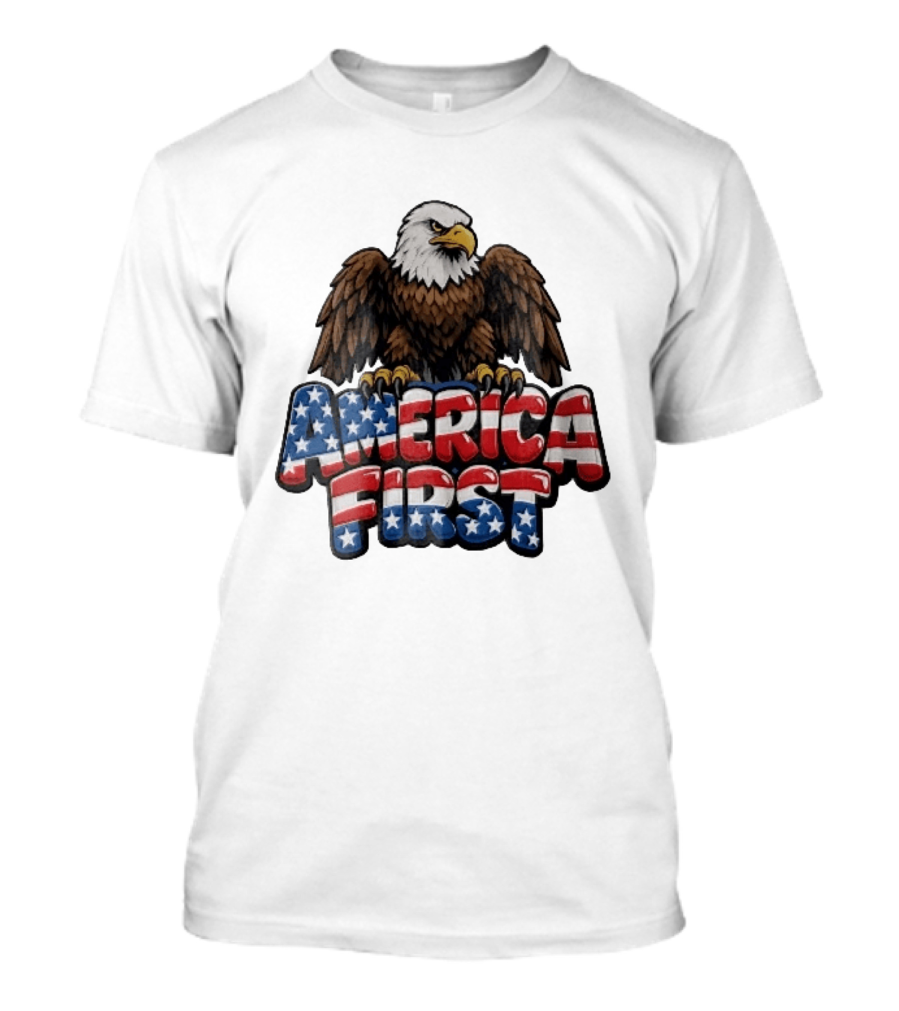 America First Bald Eagle Stars Stripes Patriotic T-Shirt