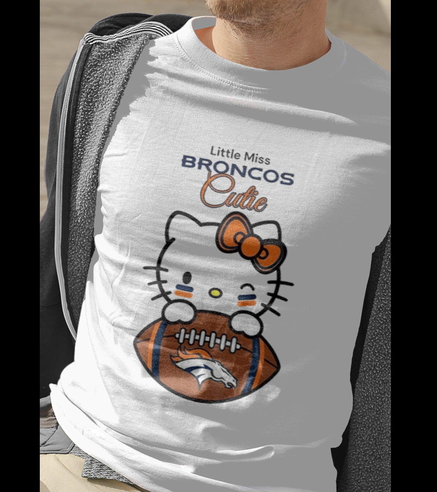 Little Miss Broncos Cutie Hello Kitty Football Fan T-Shirt