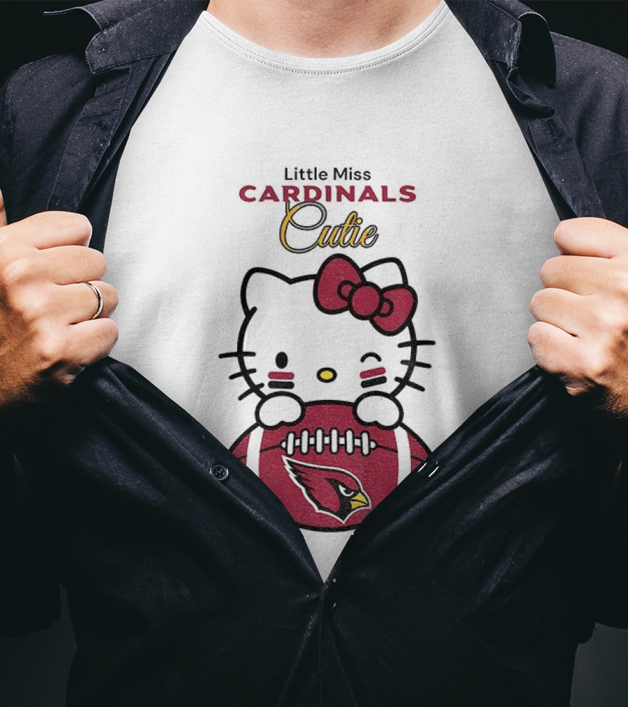 Little Miss Cardinals Cutie Hello Kitty Football T-Shirt