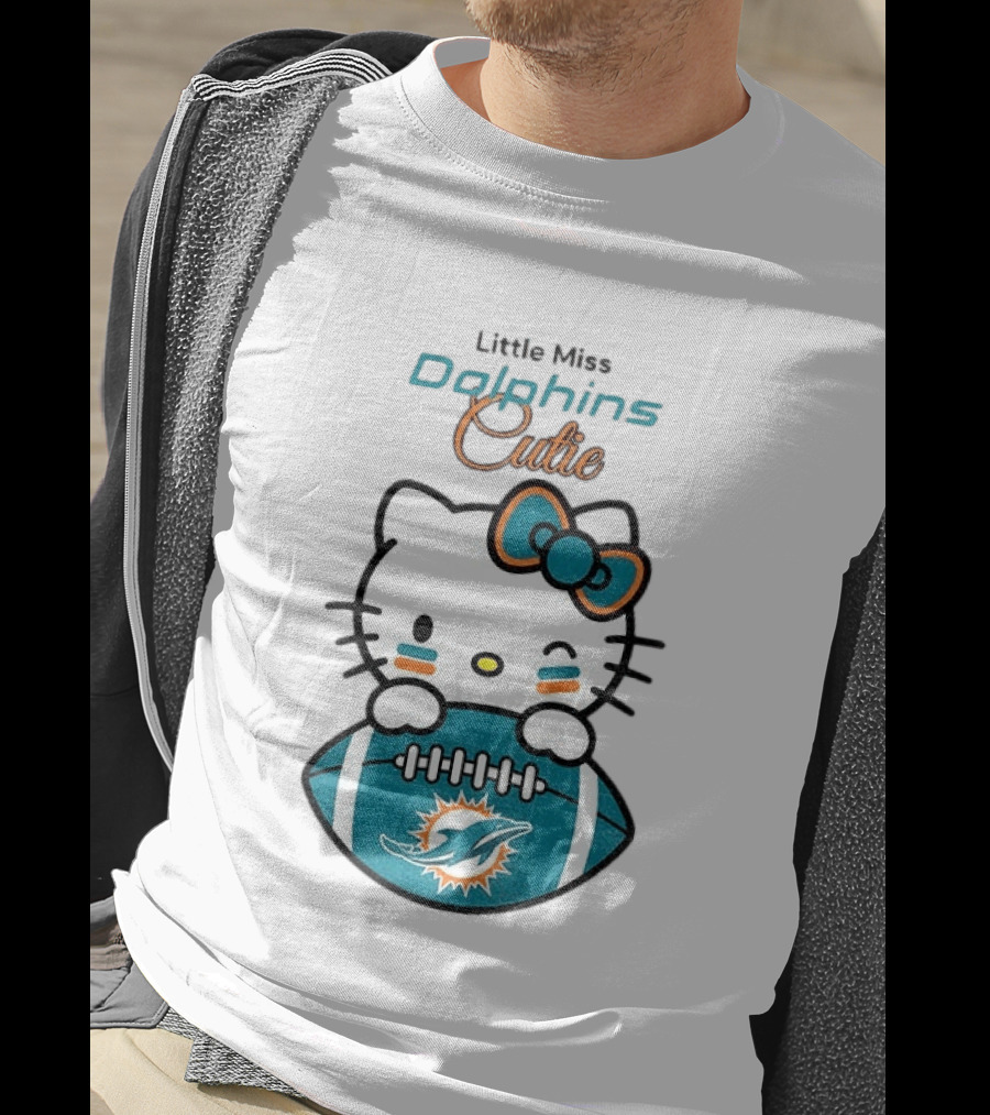Little Miss Dolphins Cutie Hello Kitty Football T-Shirt