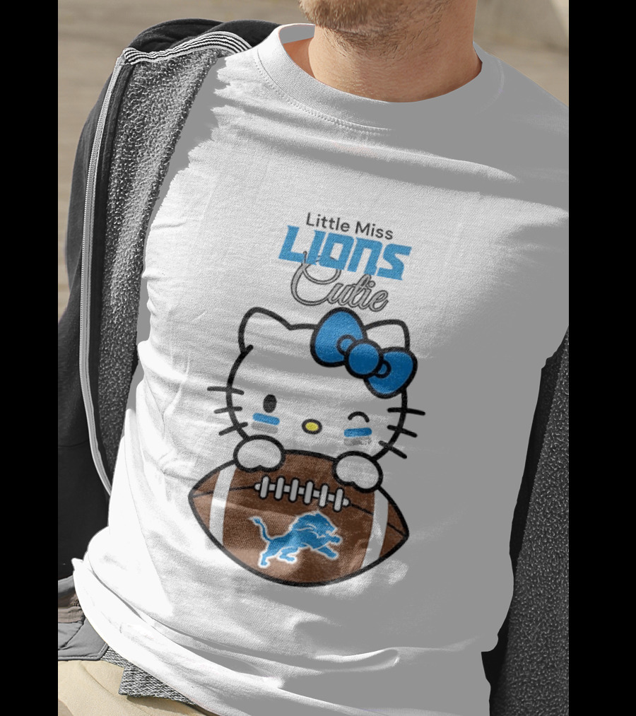 Little Miss Lions Hello Kitty Cute Football T-Shirt
