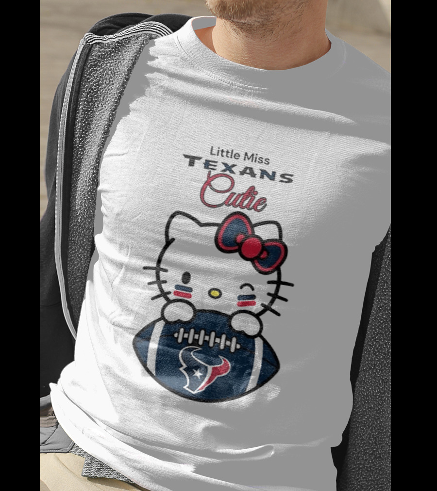 Little Miss Texans Cutie Hello Kitty Football T-Shirt