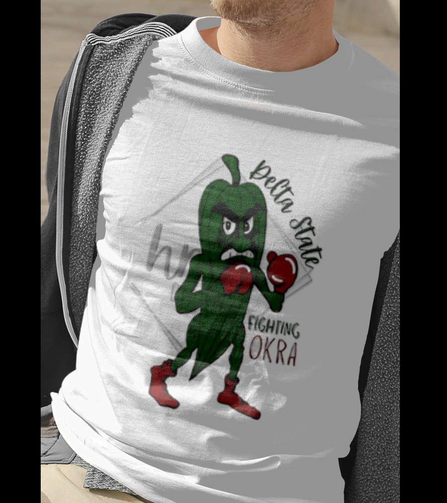 Delta State Fighting Okra Punching Mascot With Boxing Gloves And Boots T-Shirt