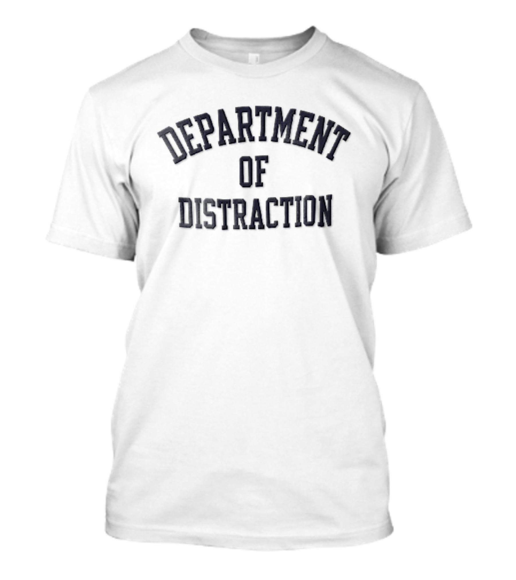 Department Of Distraction Arched Navy Blue Varsity Block T-Shirt