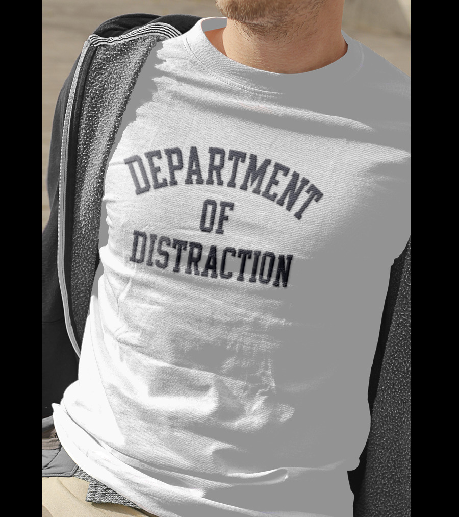 Department Of Distraction Arched Navy Blue Varsity Block T-Shirt