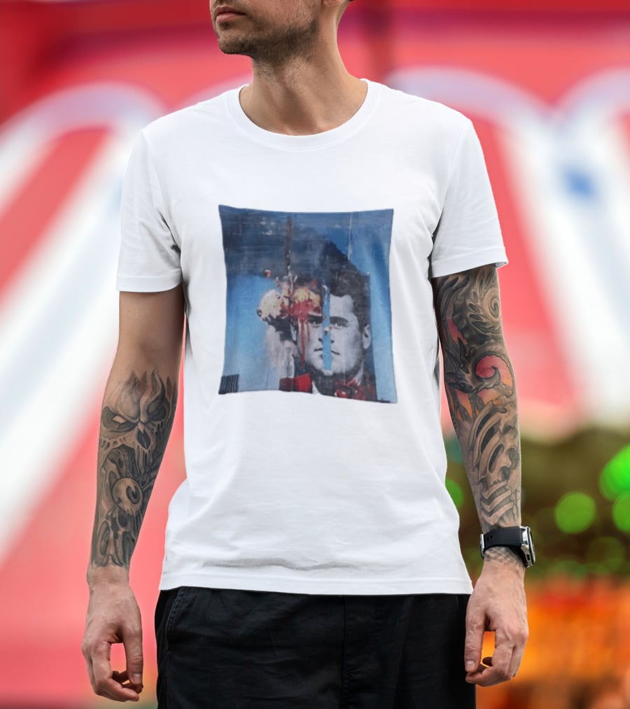 Explosion Face Collage Tower Crew Neck Short Sleeve T-Shirt