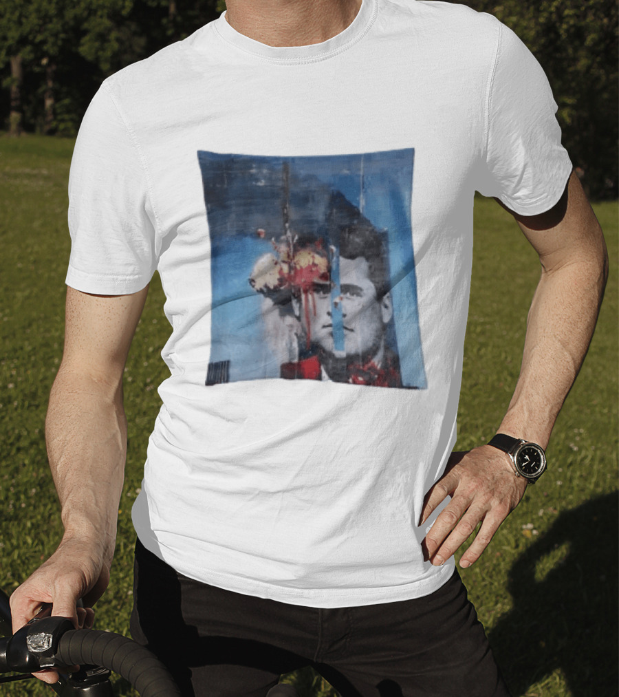 Explosion Face Collage Tower Crew Neck Short Sleeve T-Shirt