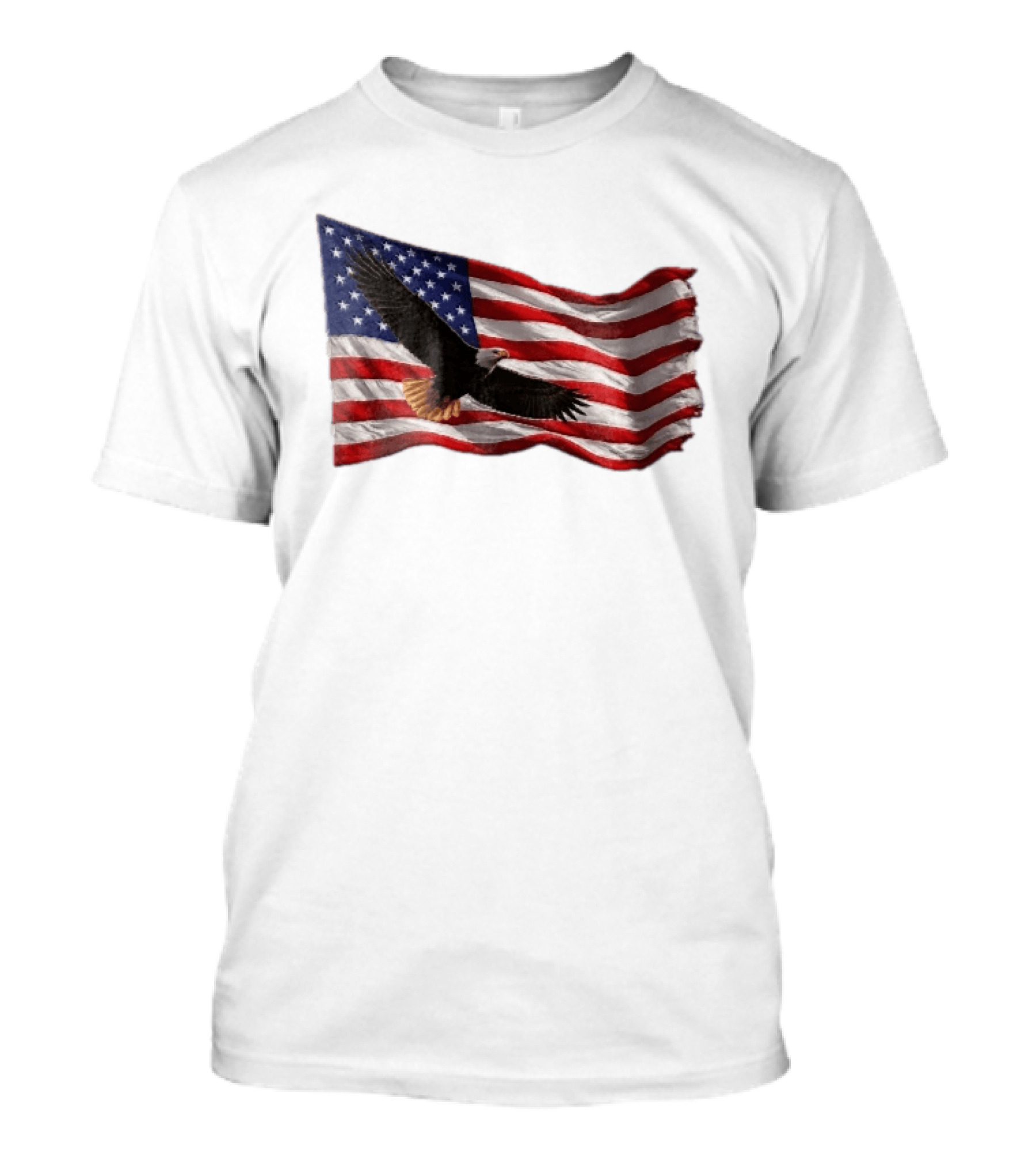 Bald Eagle Soaring Over Distressed American Flag Patriotic T-Shirt