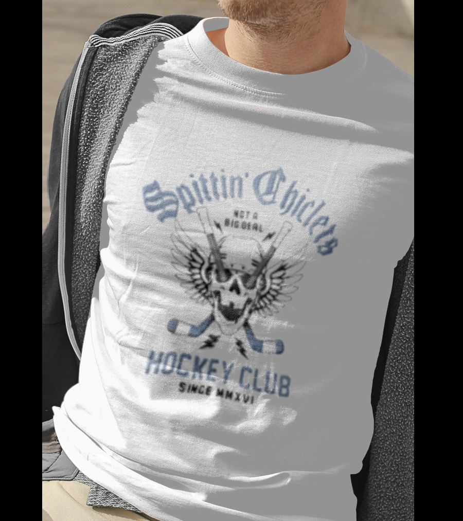 Spittin' Chiclets Winged Skull Helmet Hockey Club Since MMXVI T-Shirt