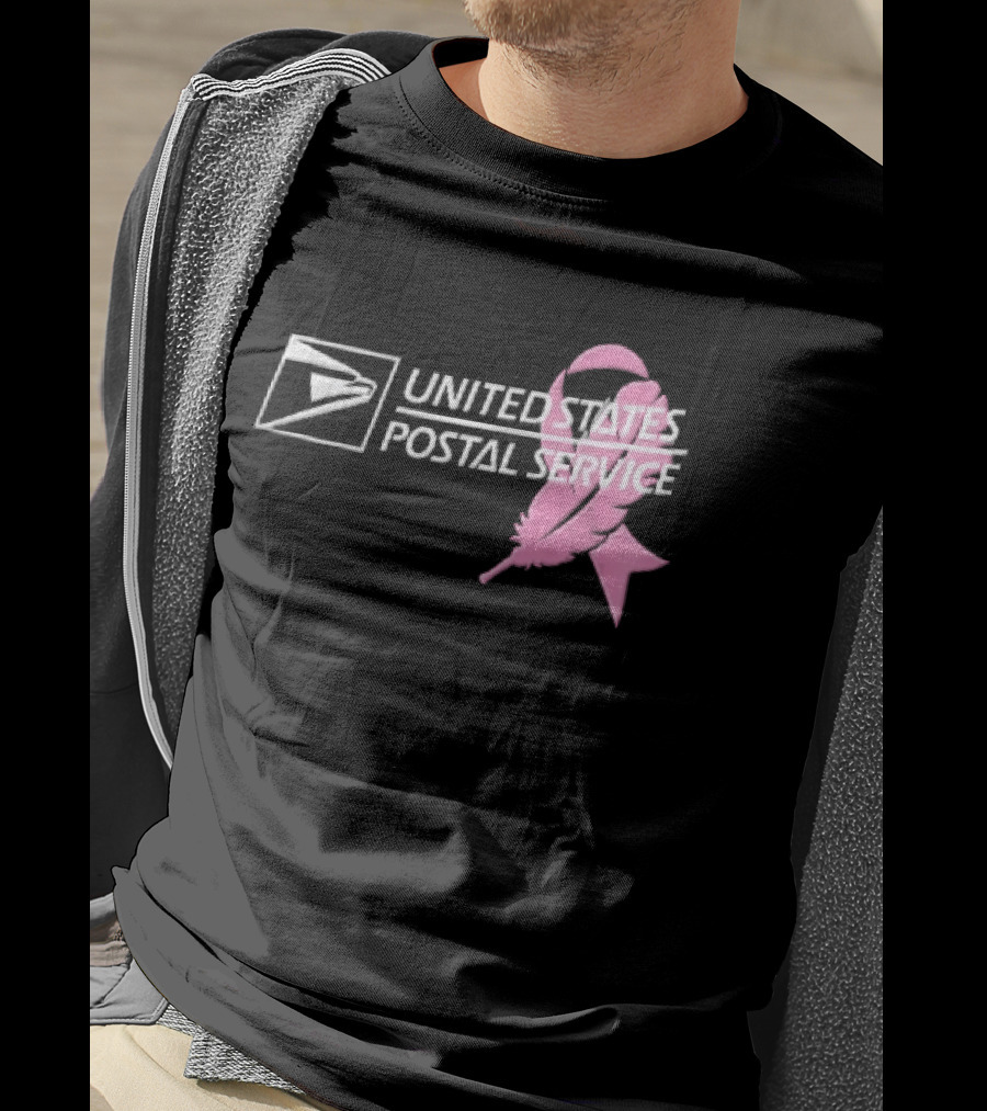 United States Postal Service Pink Breast Cancer Awareness Feather Ribbon T-Shirt