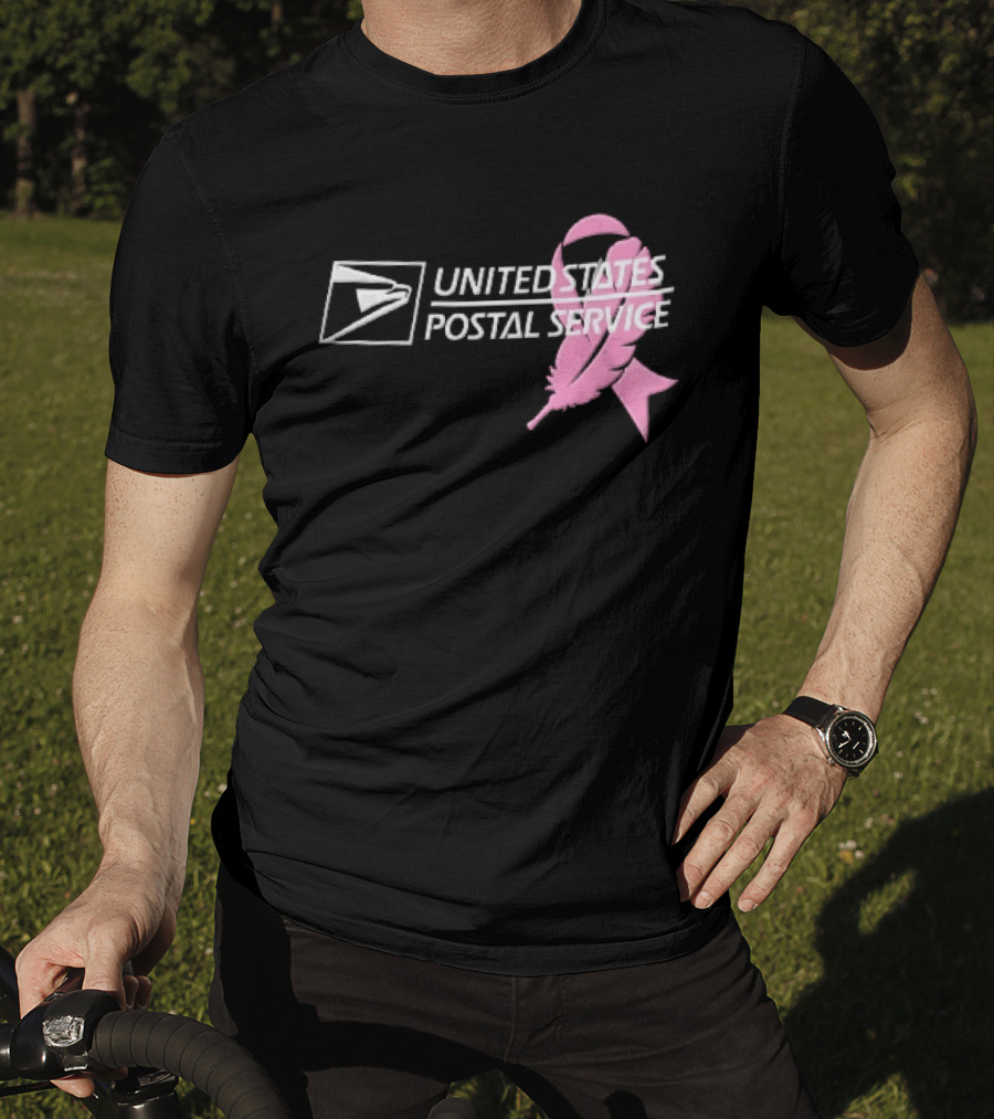 United States Postal Service Pink Breast Cancer Awareness Feather Ribbon T-Shirt
