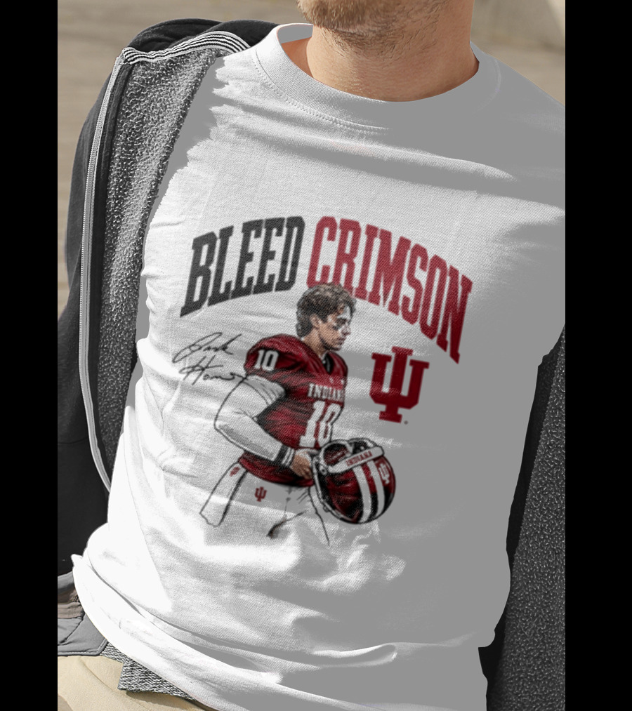 Bleed Crimson IU Football Number 10 Player Signature T-Shirt