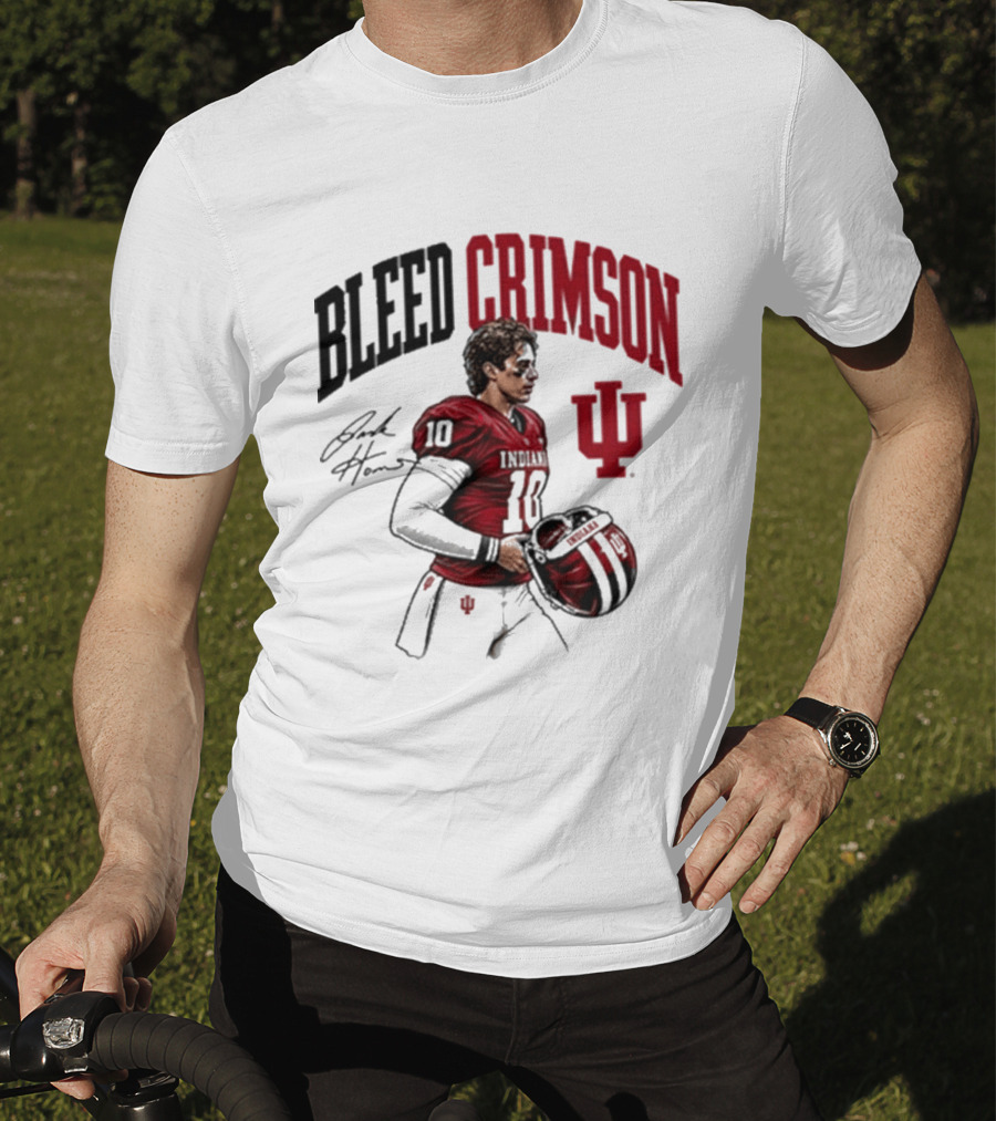 Bleed Crimson IU Football Number 10 Player Signature T-Shirt