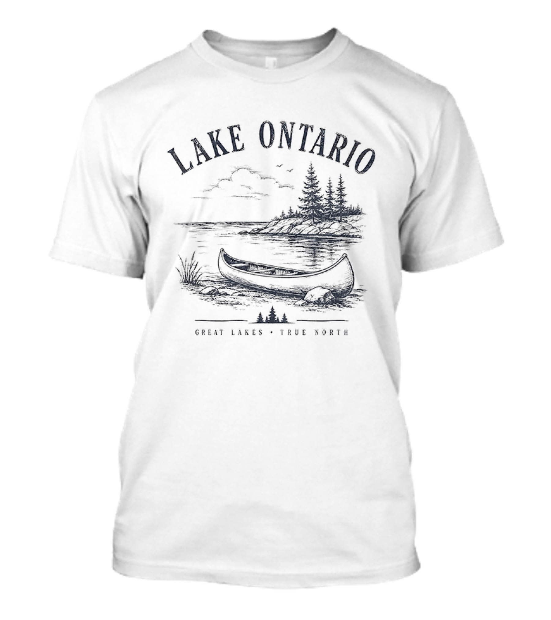 Lake Ontario Great Lakes True North Scenic Canoe And Pines T-Shirt