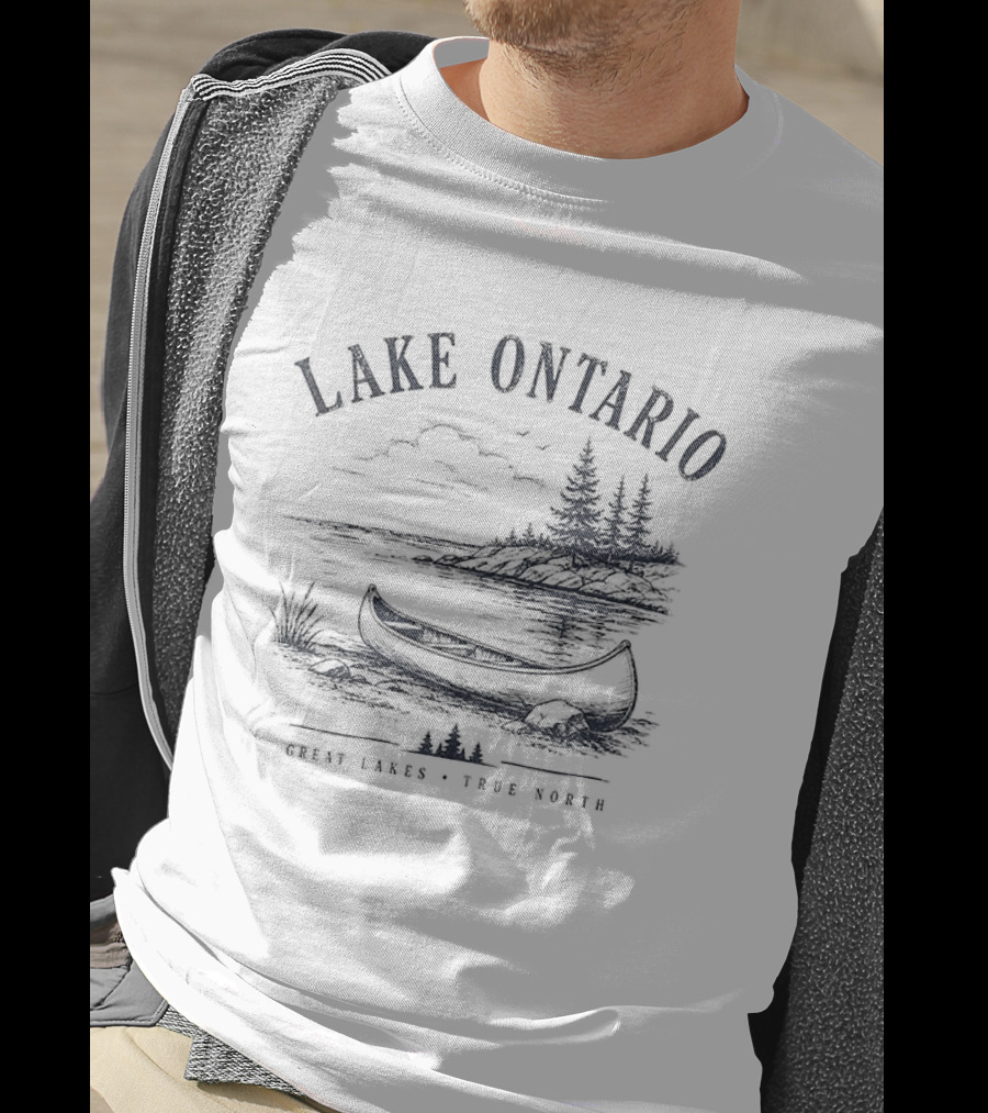 Lake Ontario Great Lakes True North Scenic Canoe And Pines T-Shirt