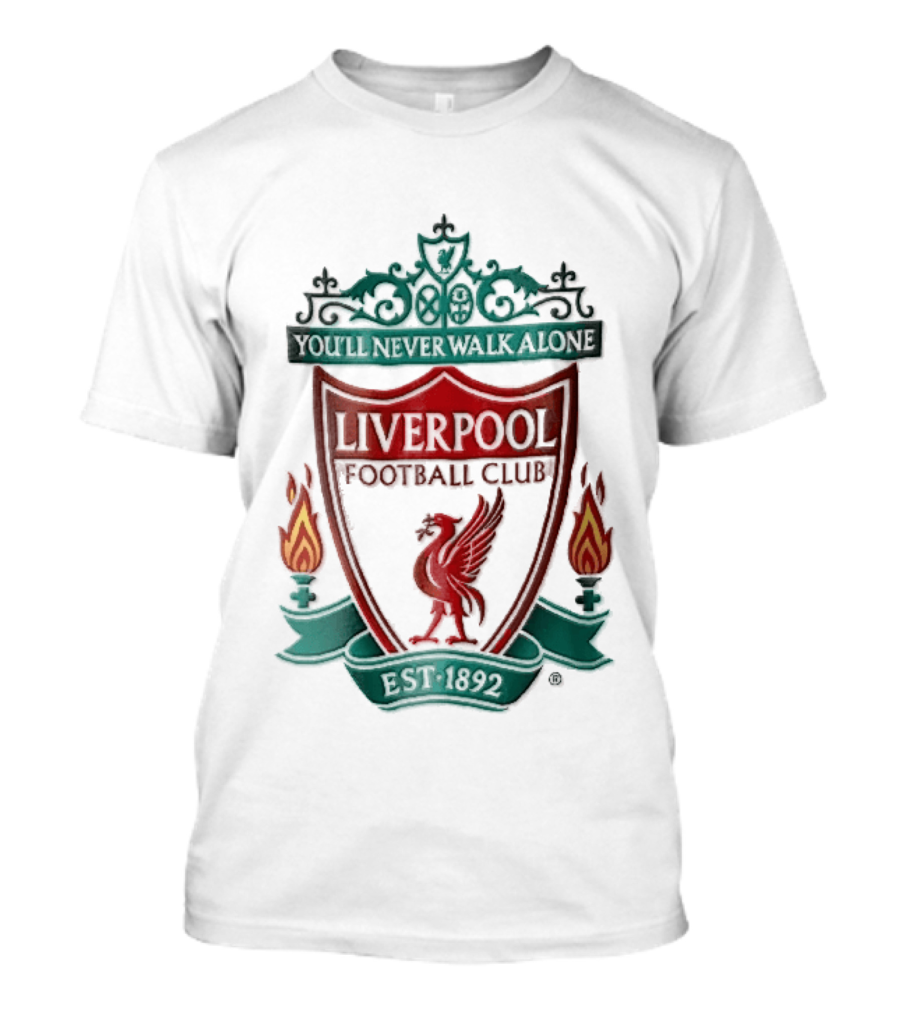 Liverpool Football Club You'll Never Walk Alone Shankly Gates Est 1892 Crest Shield Flames T-Shirt