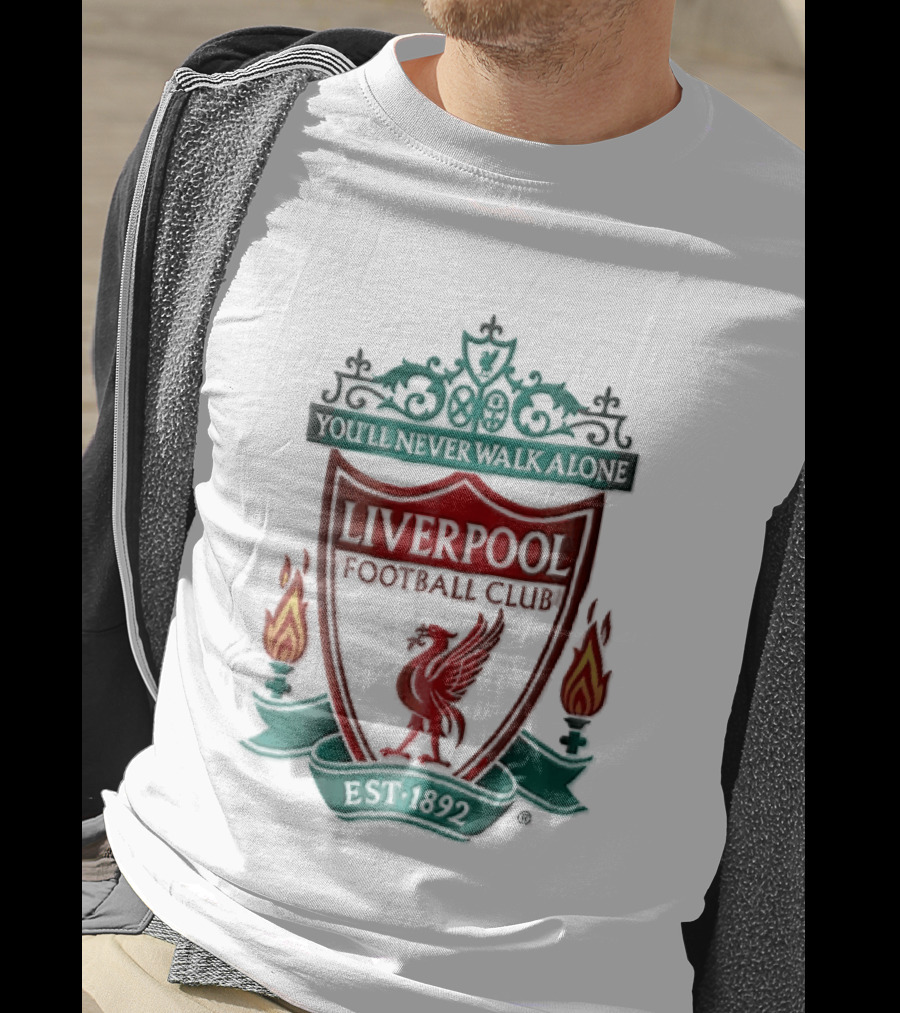 Liverpool Football Club You'll Never Walk Alone Shankly Gates Est 1892 Crest Shield Flames T-Shirt