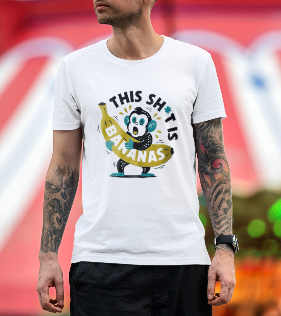 This Shit Is Bananas Surprised Monkey Holding Giant Fruit T-Shirt