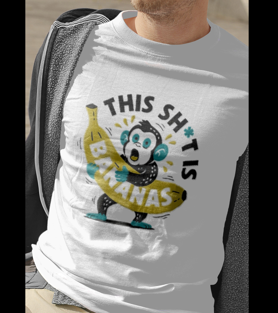 This Shit Is Bananas Surprised Monkey Holding Giant Fruit T-Shirt